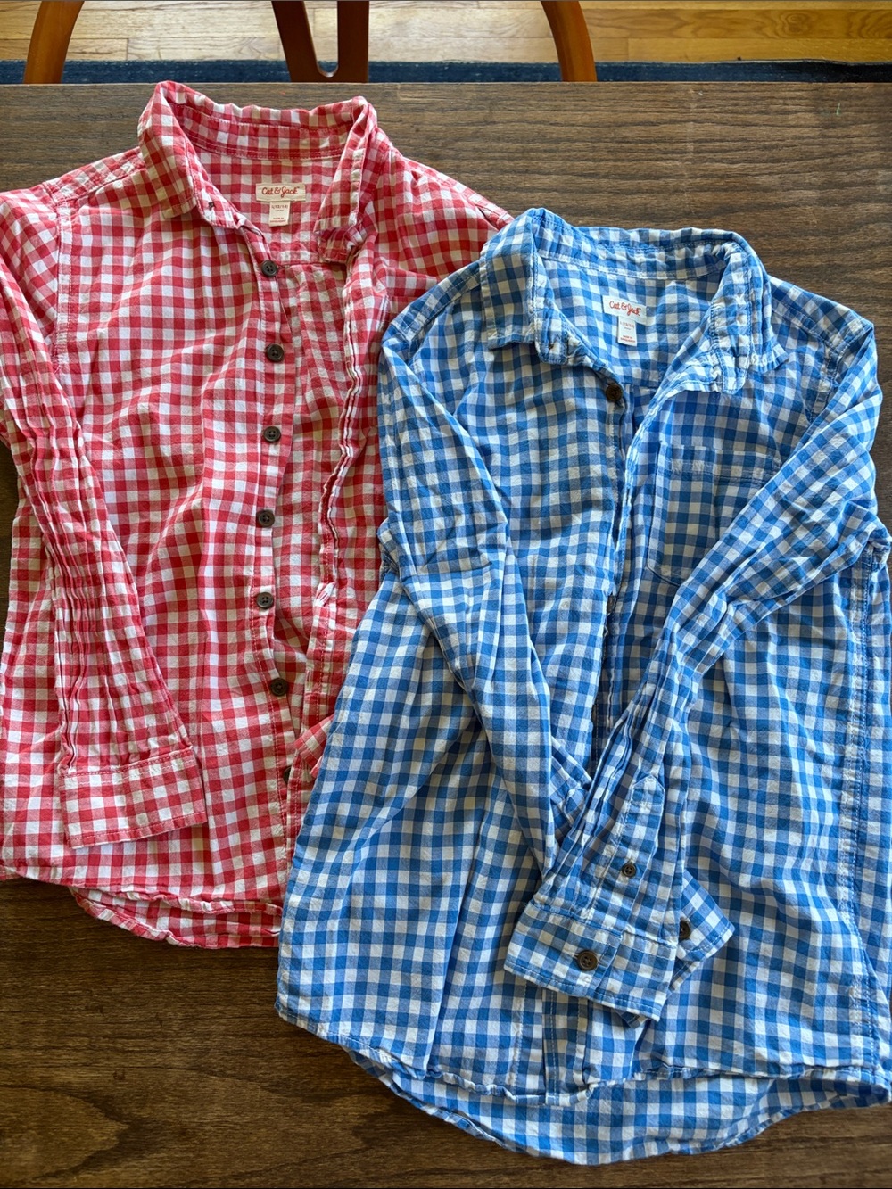 Cat & Jack Red and Blue Gingham Button-Down Shirts